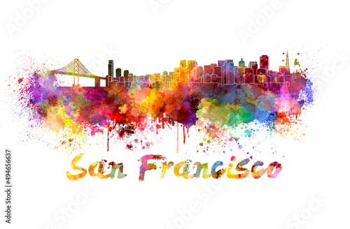 San Francisco skyline in watercolor