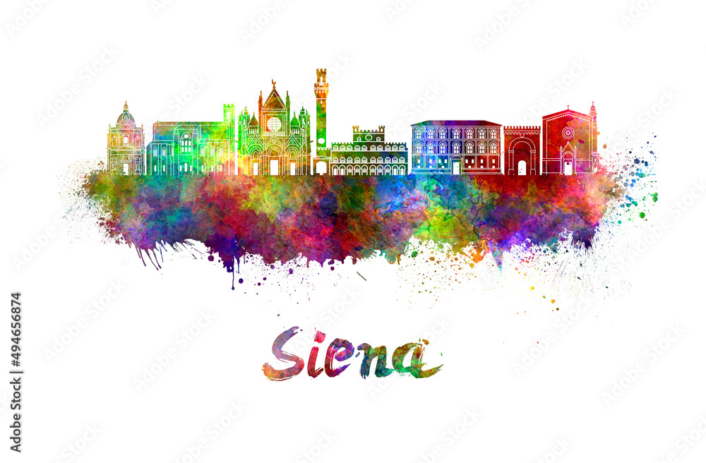 Siena skyline in watercolor