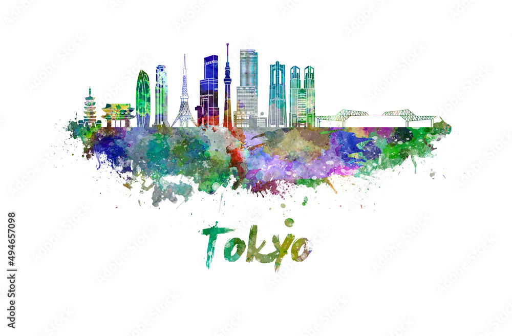 Obraz premium Tokyo V3 skyline in watercolor
