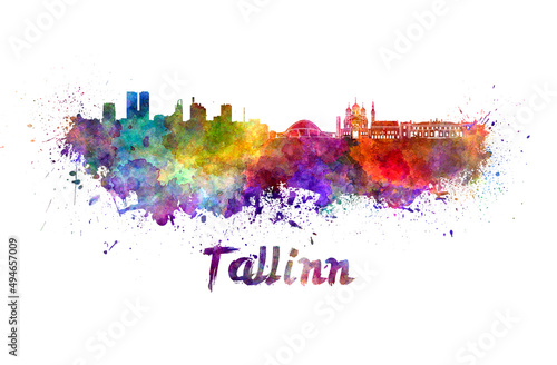 Tallinn skyline in watercolor