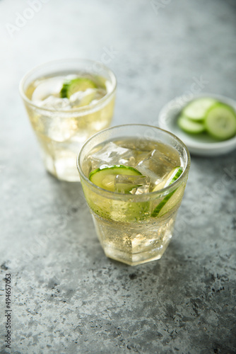 Refreshing homemade lemonade with fresh cucumber