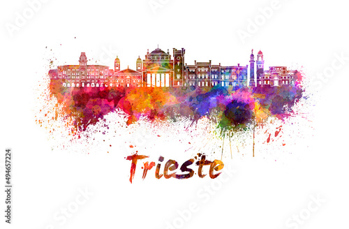 Trieste skyline in watercolor