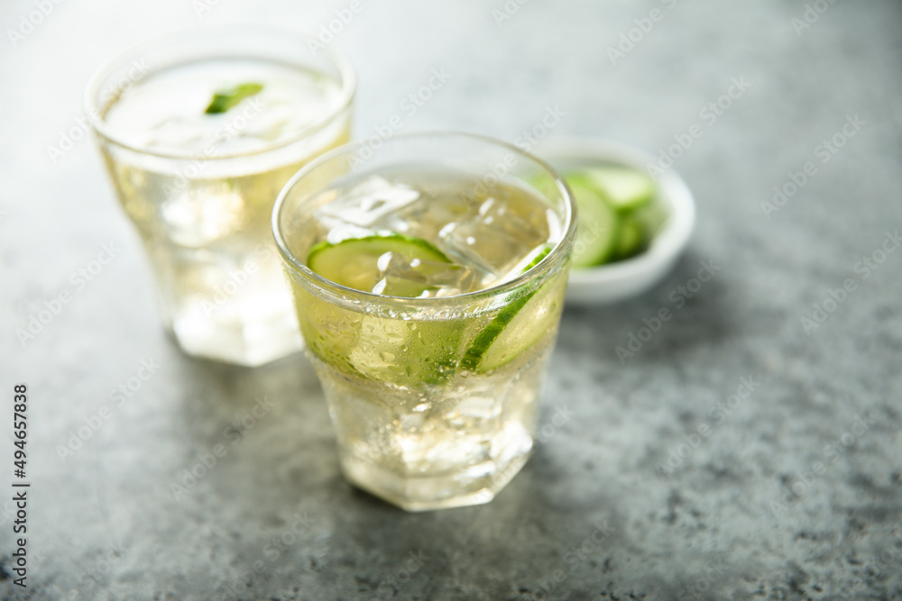 Refreshing homemade lemonade with fresh cucumber Refreshing homemade lemonade with fresh cucumber