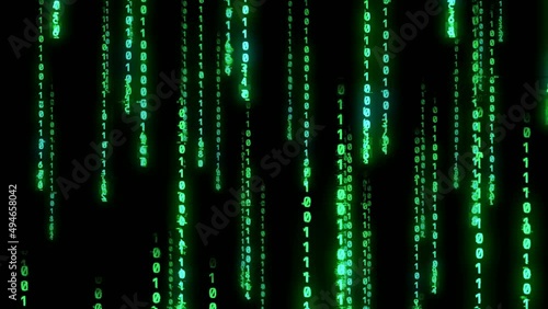 Binary code green symbols martix effect