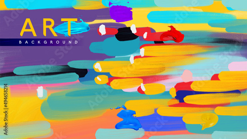 Abstract art background. Vector hand drawn oil painting. Oil painting on canvas. Color texture fragment of artwork. Brush strokes of paint. Modern art. Contemporary art. Colorful canvas.