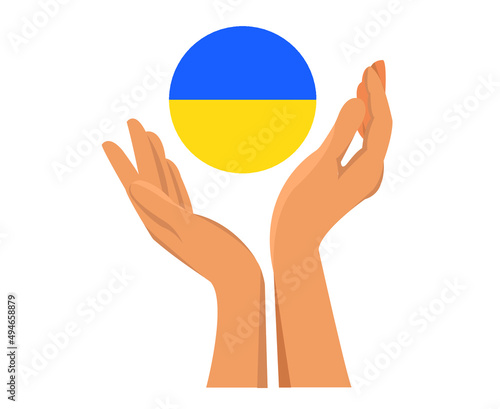 Ukraine Flag Emblem Symbol With Hand Abstract Vector illustration Design
