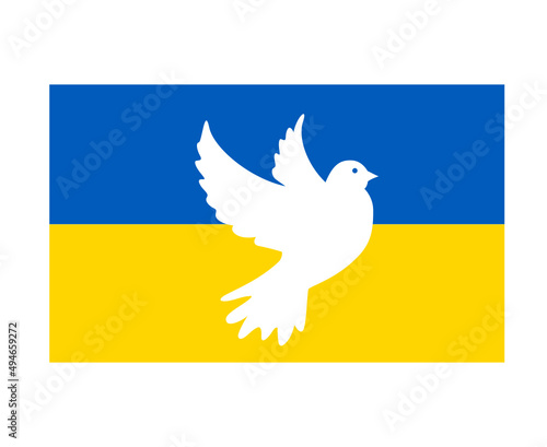 Ukraine Flag Dove of peace Emblem Symbol National Europe Abstract Vector Design
