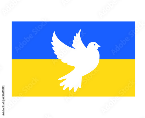 Ukraine Flag Dove of peace Emblem Symbol National Europe Abstract Vector Design