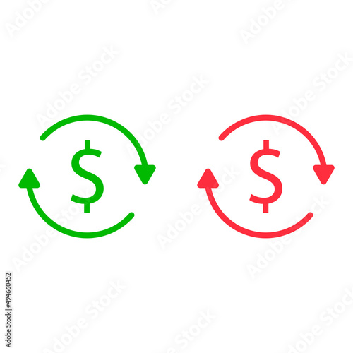 Money back dollar green and red icon