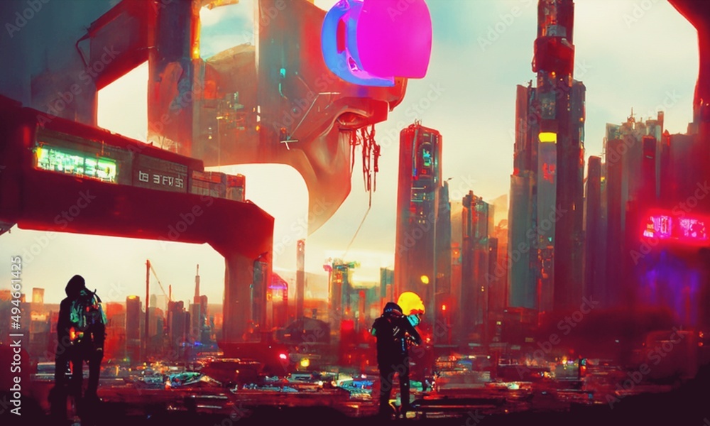 Premium Photo  Cyberpunk industrial abstract future wallpaper futuristic  concept pink evening urban landscape 3d illustration