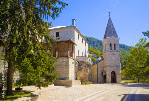 Lower Ostrog Monastery centered around Church of Holy Trinity in Montenegro photo