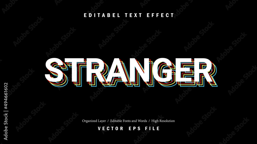 Editable Stranger Font Design. Alphabet Typography Template Text Effect. Lettering Vector Illustration for Product Brand and Business Logo.