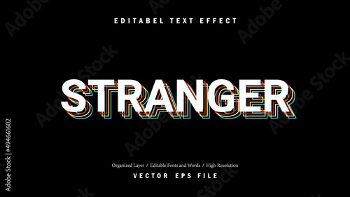 Editable Stranger Font Design. Alphabet Typography Template Text Effect. Lettering Vector Illustration for Product Brand and Business Logo.