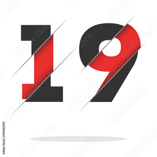 19 1 9 Number Logo Design with a Creative Cut and Black Circle Background. Creative logo design.