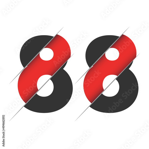 88 8 Number Logo Design with a Creative Cut and Black Circle Background. Creative logo design.