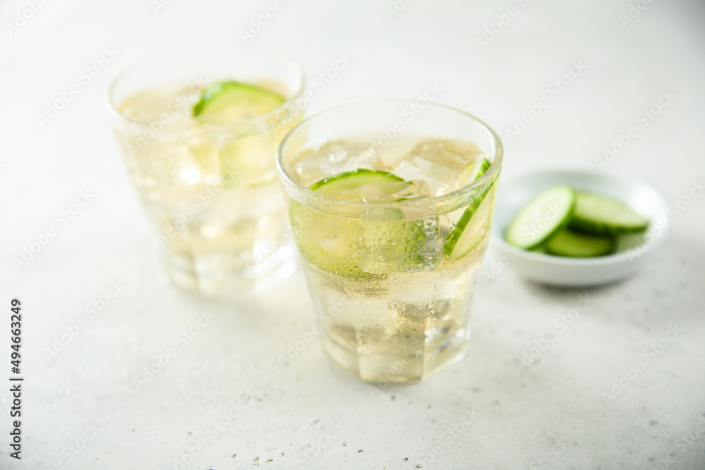 Refreshing homemade lemonade with fresh cucumber Refreshing homemade lemonade with fresh cucumber