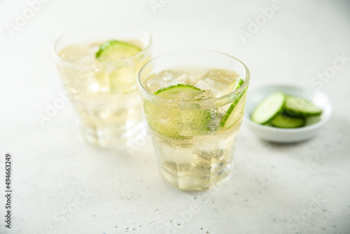 Refreshing homemade lemonade with fresh cucumber