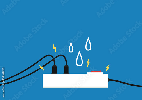 Electric leakage. Water drops into the outlets, causing a short circuit and damaged or dangerous. Three eye plug.