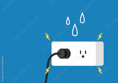 Electric leakage. Water drops into the outlets, causing a short circuit and damaged or dangerous. Three eye plug.