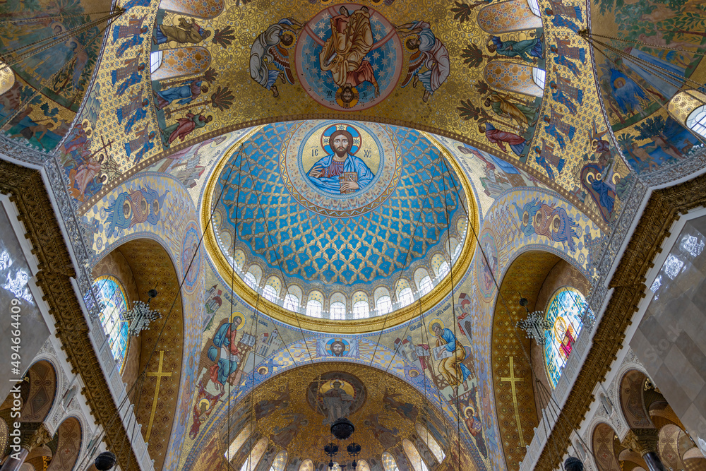 Painting on the dome of the Naval Cathedral of Saint Nicholas in Kronstadt. The largest of the naval Cathedrals of the Russian Empire.