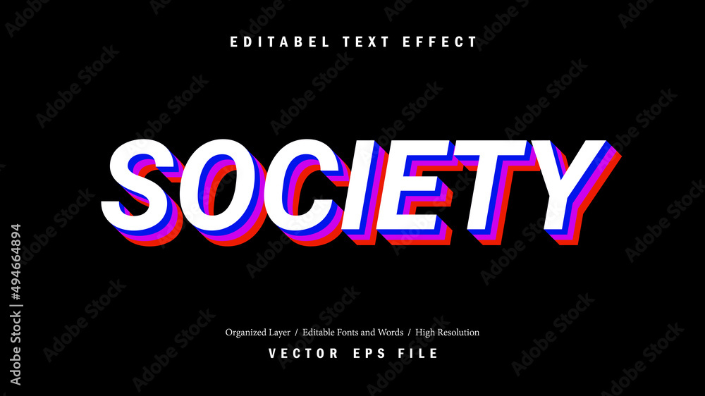 Editable Society Font Design. Alphabet Typography Template Text Effect. Lettering Vector Illustration for Product Brand and Business Logo.