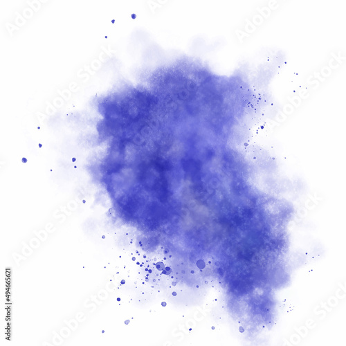 abstract blue watercolor splash brush isolated in white background. Blue Dust Explosion Isolated on White Background. Abstract hand drawn watercolor stains background. 
