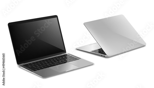 Laptop mock up with black screen. Vector illustration