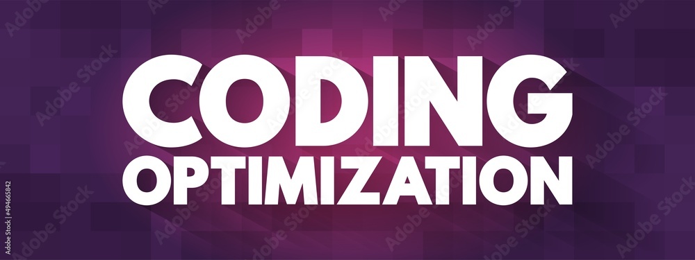 Obraz premium Coding Optimization - process of modifying a software system to make some aspect of it work more efficiently, text concept background