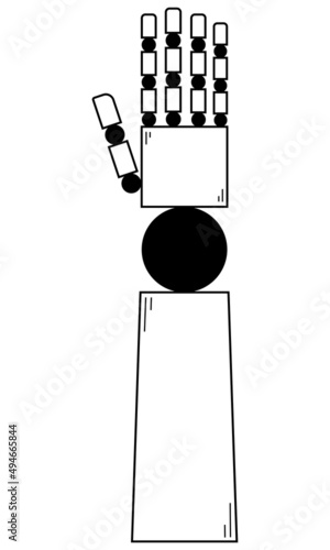 Hand drawn robotic arm.Development of manipulators, robotics.Vector illustration