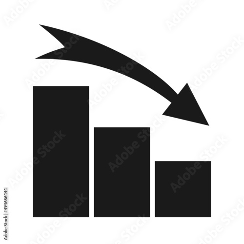 Black and white downwards movement silhouette icon