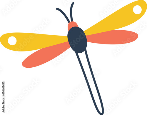 Dragonfly Insect Icon Cartoon Illustration