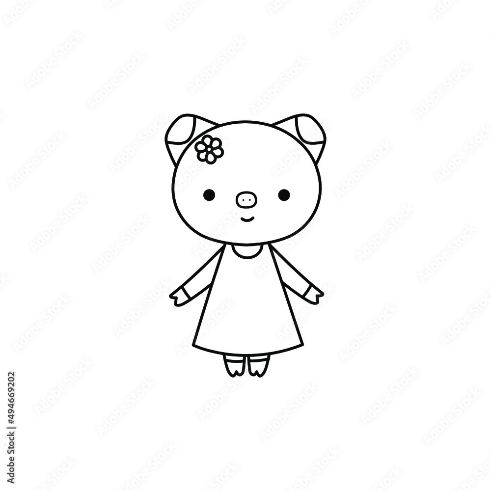 Cute simple black and white pig Cute simple black and white pig