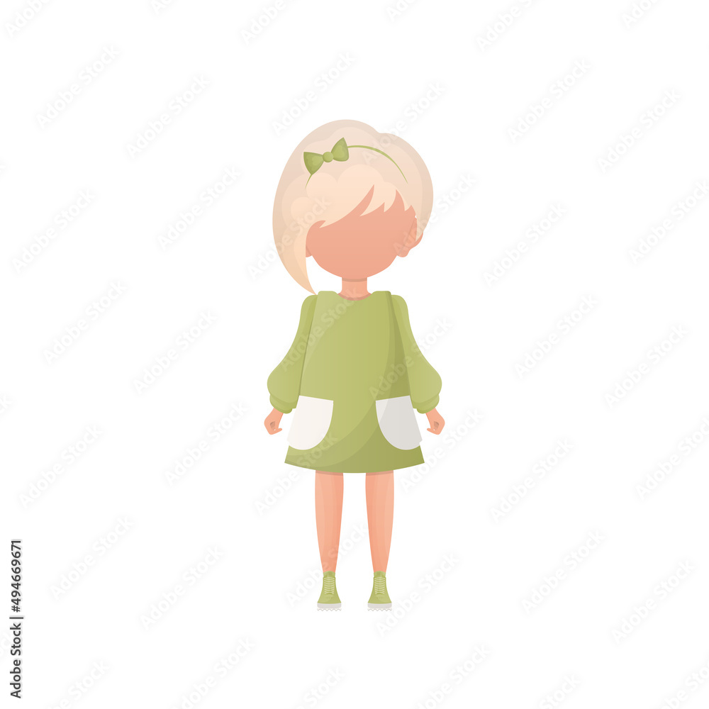 Cute girl in full growth. Cartoon style. Vector. Cute girl in full growth. Cartoon style. Vector.