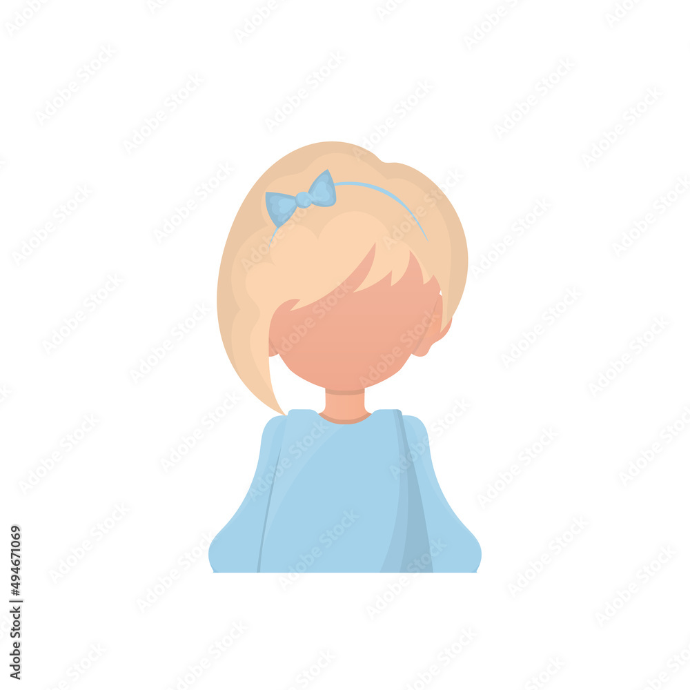 The little girl is depicted waist deep. Cartoon style. Vector. The little girl is depicted waist deep. Cartoon style. Vector.