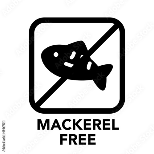 Square frame mackerel free icon, one of the food allergy icons set	
