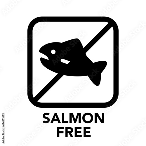 Square frame salmon free icon, one of the food allergy icons set	

