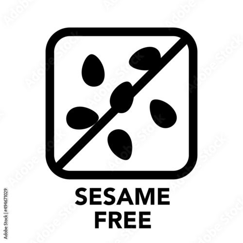 Square frame sesame free icon, one of the food allergy icons set	
