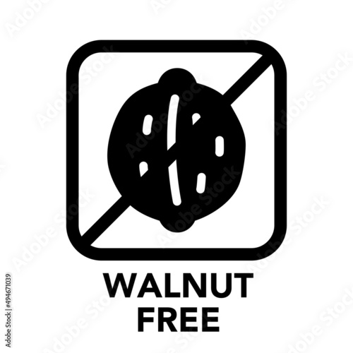 Square frame walnut free icon, one of the food allergy icons set	
