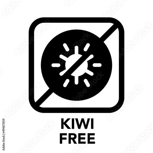 Square frame kiwi fruit free icon, one of the food allergy icons set	
