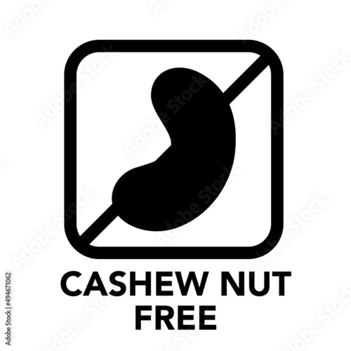 Square frame cashew nut free icon, one of the food allergy icons set	
