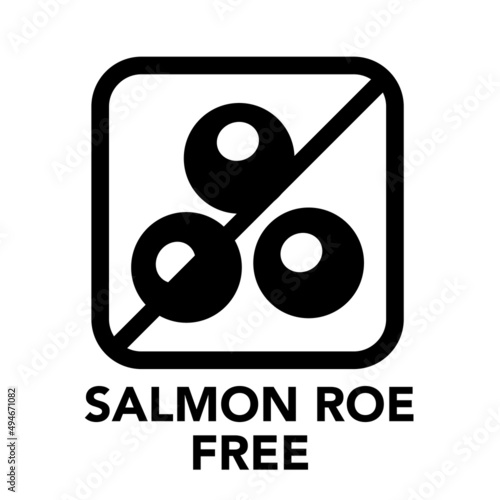 Square frame salmon roe free icon, one of the food allergy icons set	
