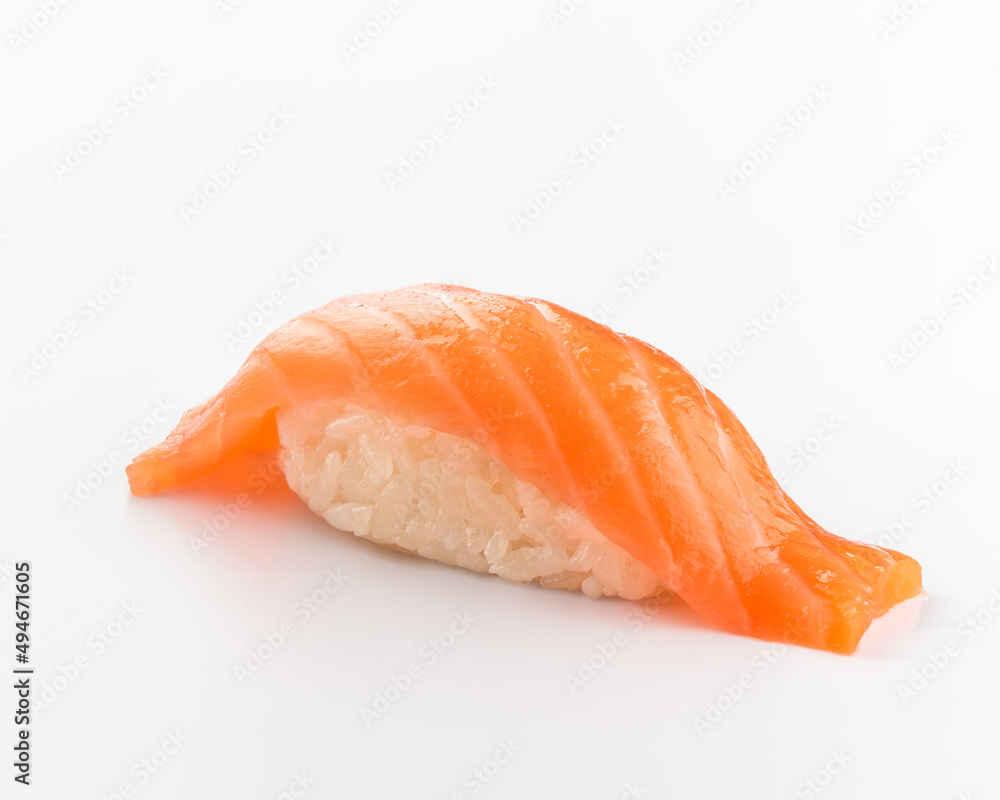 Sushi with salmon on a white background Sushi with salmon on a white background