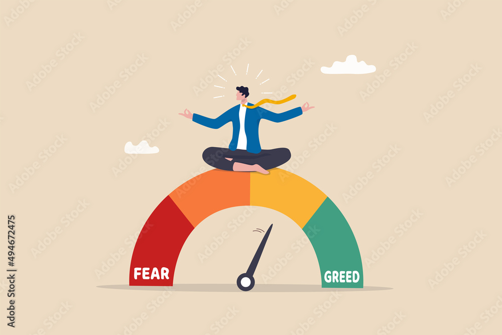 Market sentiment, fear and greed index, emotional on stock market or crypto  currency trading indicator, investment risk psychology concept, businessman  investor meditating on market sentiment gauge. Stock Vector | Adobe Stock