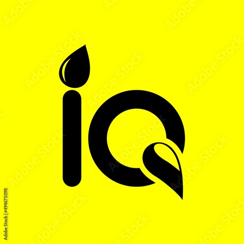 Black IQ letter icon logo design