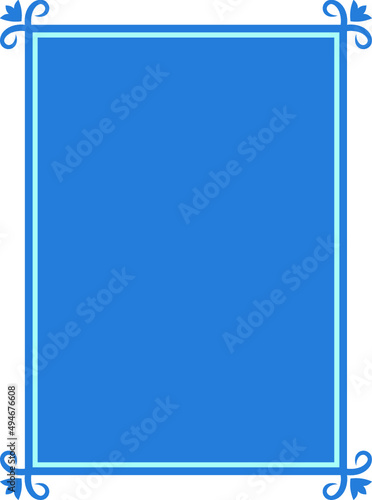 Border frame. Vector blue frame isolated on white background
