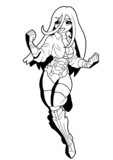 cute techno girl manga anime warrior bouncing manga style with shadows