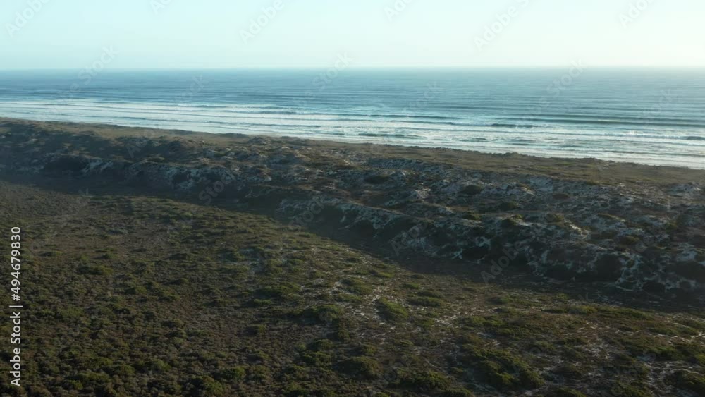 Aerial View Of The Beach And Coastline, West Coast National Park, North Of Cape Town In South Africa - drone shot Aerial View Of The Beach And Coastline, West Coast National Park, North Of Cape Town In South Africa - drone shot