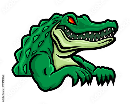 Papier peint Green crocodile alligator icon on white background.
