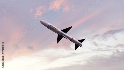 Missile flying in the sky