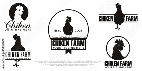 abstract chicken farm logo design template